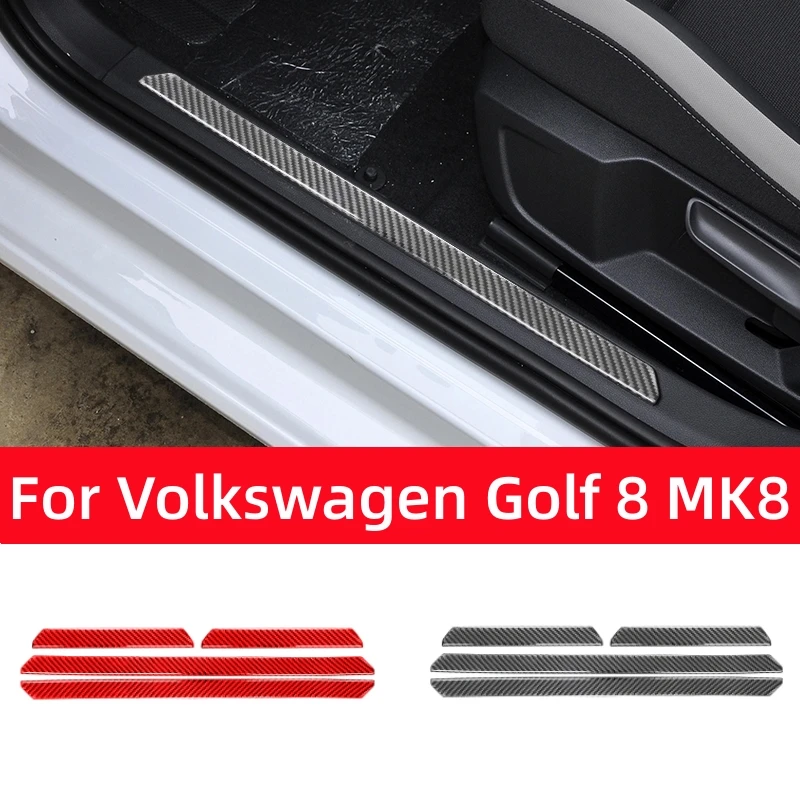 For Volkswagen VW Golf 8 MK8 2020 2021 Auto Door Sill Protector Decoration Stickers Cover Carbon Fiber Car Interior Accessories