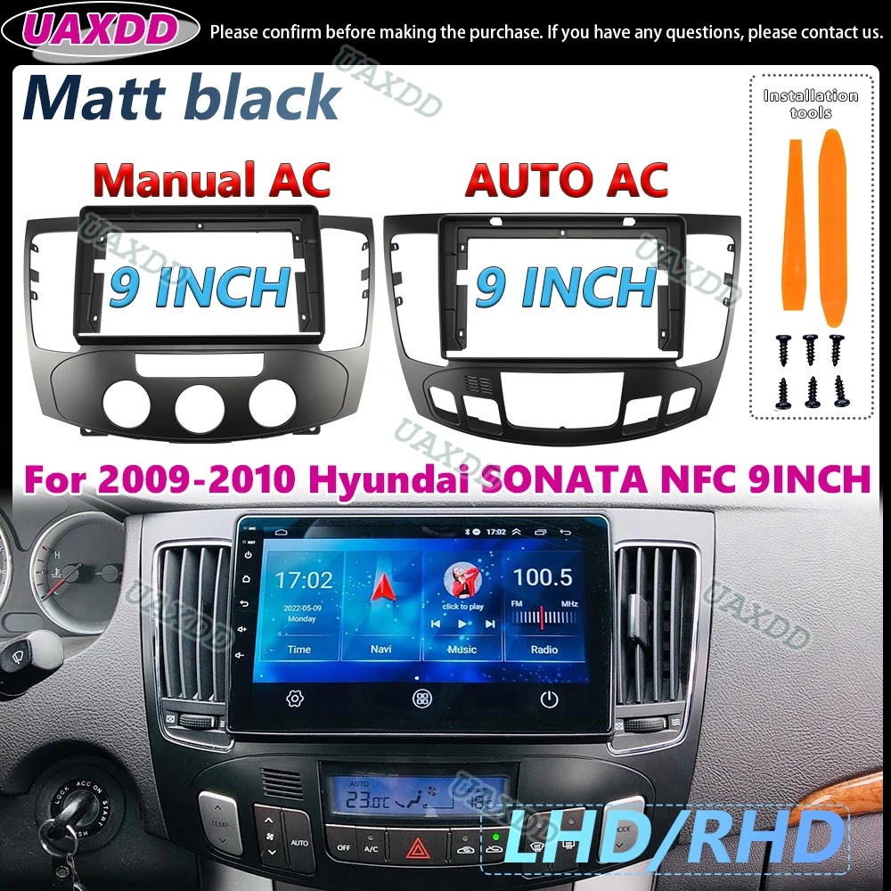 Adapter Fascia Frame 9 Inches Kit of Dashboard Panel Mounting for Hyundai Sonata 7 NFC 2009-2010 Radio Android Cable Video DVD
