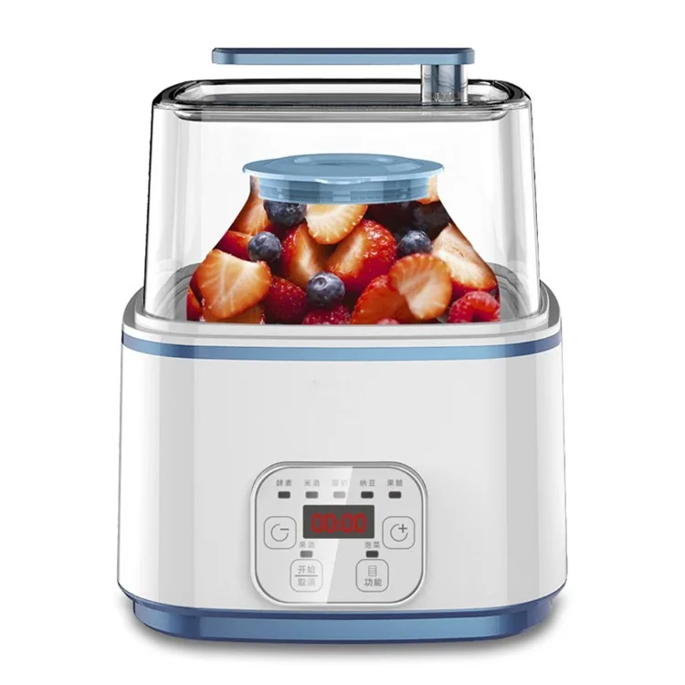 2025 Premium 2L Yogurtera de doble tanque - Máquina de fermentación de enzimas de vidrio con temporizador LED