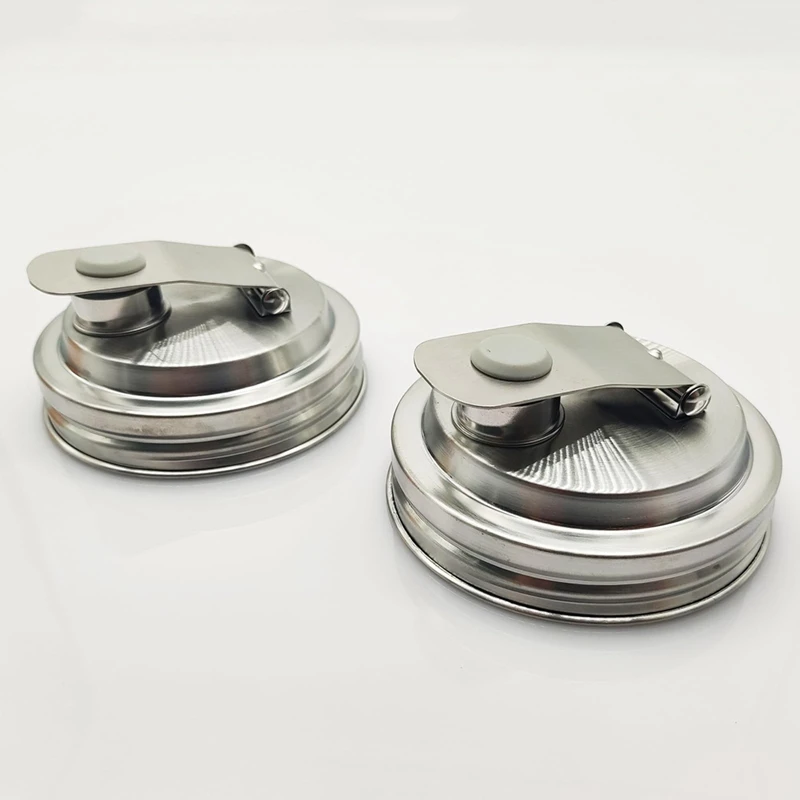 Stainless Steel Wide Mouth Mason Jar Flip Prouting Spout Lids With Handle, For Home Brewing Fermenting Drinks Airtight