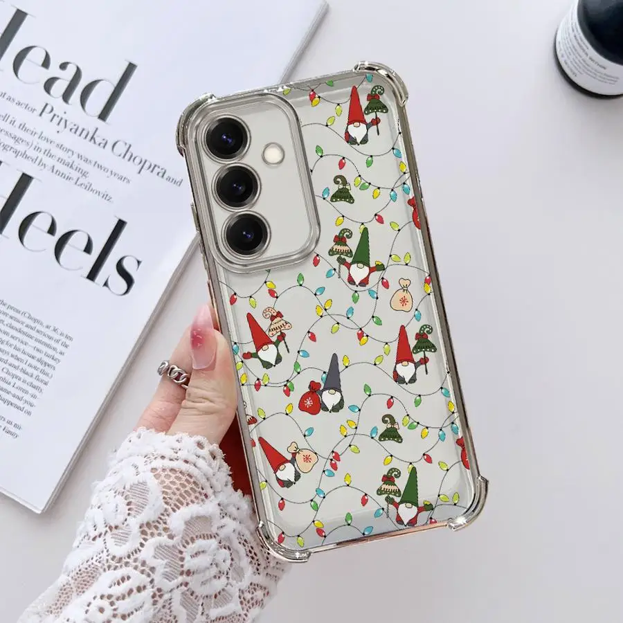 Telefoon Geval voor Samsung Galaxy A26 A24 A25 A33 A35 A36 A52 A17 A21s A16 A15 A13 Clear Cover Cartoon Kerst Kerstman