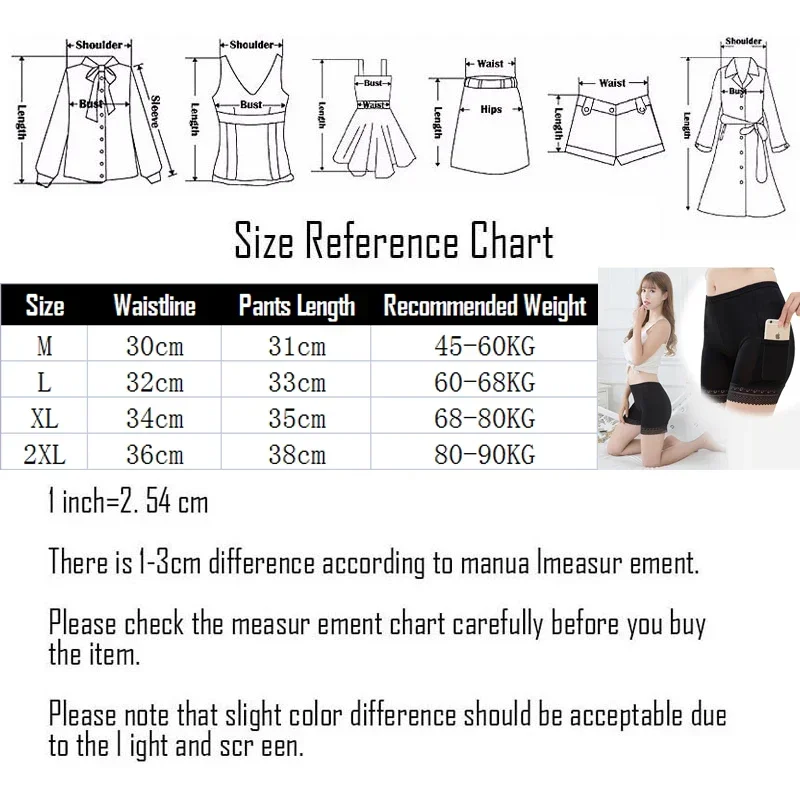 Women Cotton Safety Lace Anti-Theft Pants with Pockets High Waist Large Size Soft Breathable Briefs Simple Safety Pants