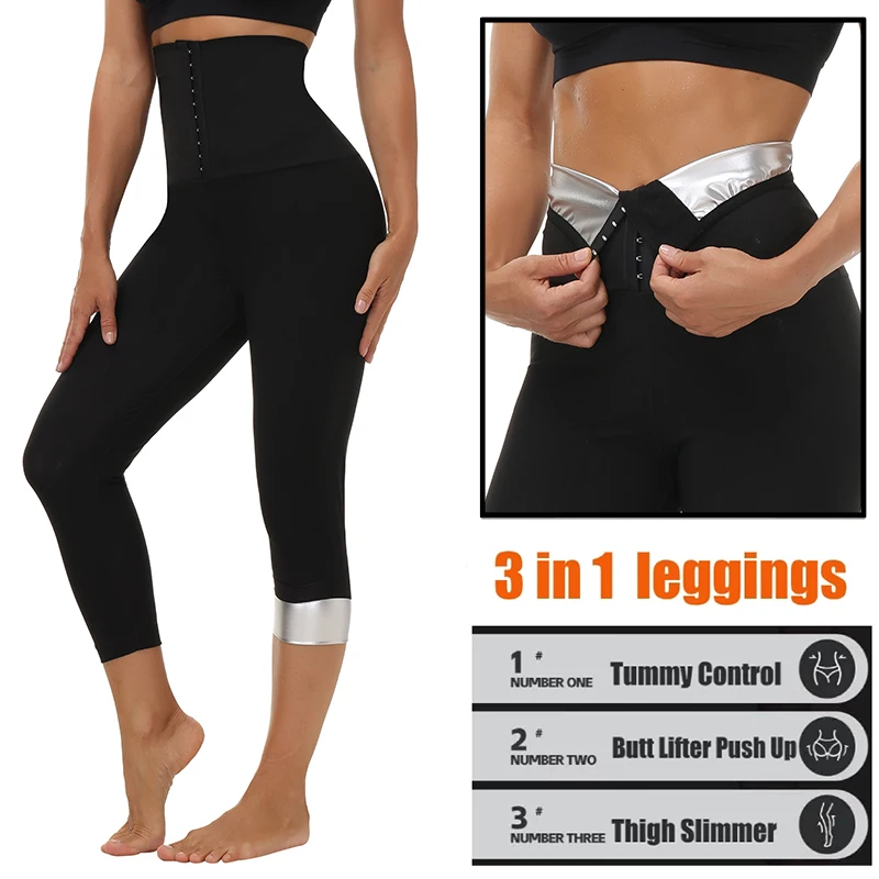 Women\'s Abdomen Control Sweat Thermal Pants Body Shaper Sauna High Waist Leggings Fitness Compression Slimming Workout Leggins