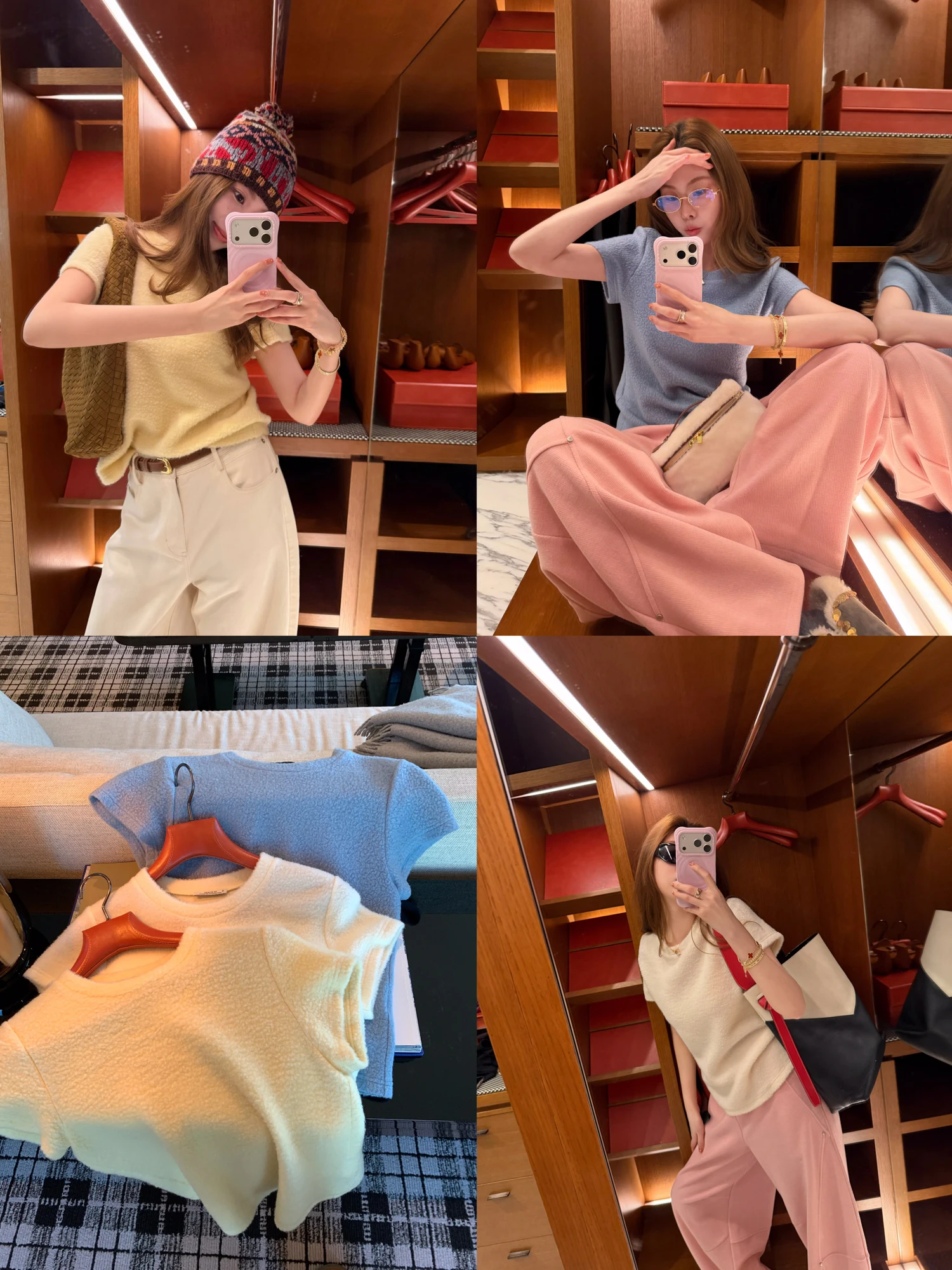 

Realzz Official Soft Wool Knitted Tee Color T-irt Women's Cleanfit Stand ort Sve round Ne Top Circle Fce Inner