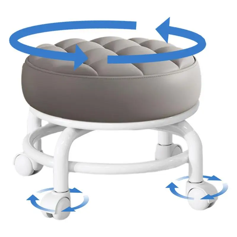 Rotating Stool Chair Rotatable Swivel Saddle Stool Adjustable 360 Degree Rolling Pulley Low Wheel Stool For Kitchen Spa Bar Home