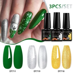 MEET ACROSS 7ml Christmas Gel Nail Polish For Nails Glitter Green Red Brown Winter Long-Lasting Nail Art Gel Varnish Manicure