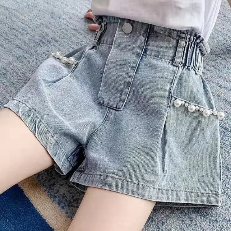 Girls' Shorts Summer Pants Casual All-match Hot Pants 2024 New Children's Denim Shorts Girls' Outerwear