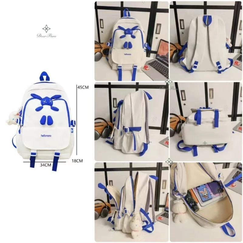 Mochila Escolar de Nylon Impermeável Dos Desenhos Animados, Mochilas Femininas Bonitos, Multi-Bolso, Grande Capacidade, Pacote de Livro de Viagem,