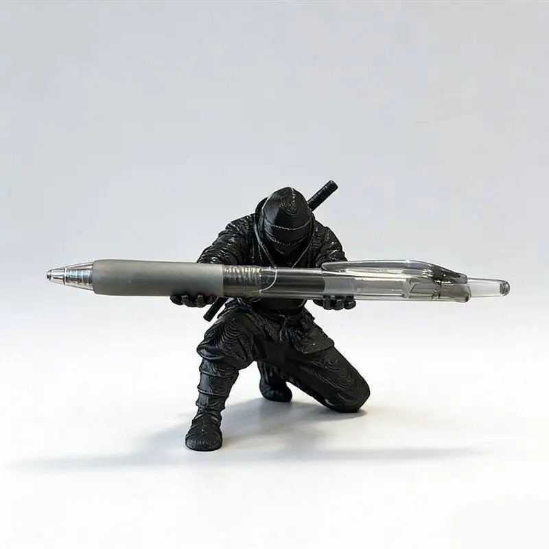 Ninja Figurine Pen Holder, Creative 3D Warrior Pen Stand, Cool Desk Decor Pencil Rack, Unique Resin Desktop Stationery Organizer