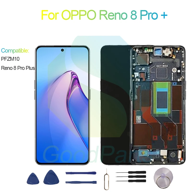 

For OPPO Reno 8 Pro + Screen Display Replacement 2400*1080 PFZM10,Reno 8 Pro Plus LCD Touch Digitizer Assembly