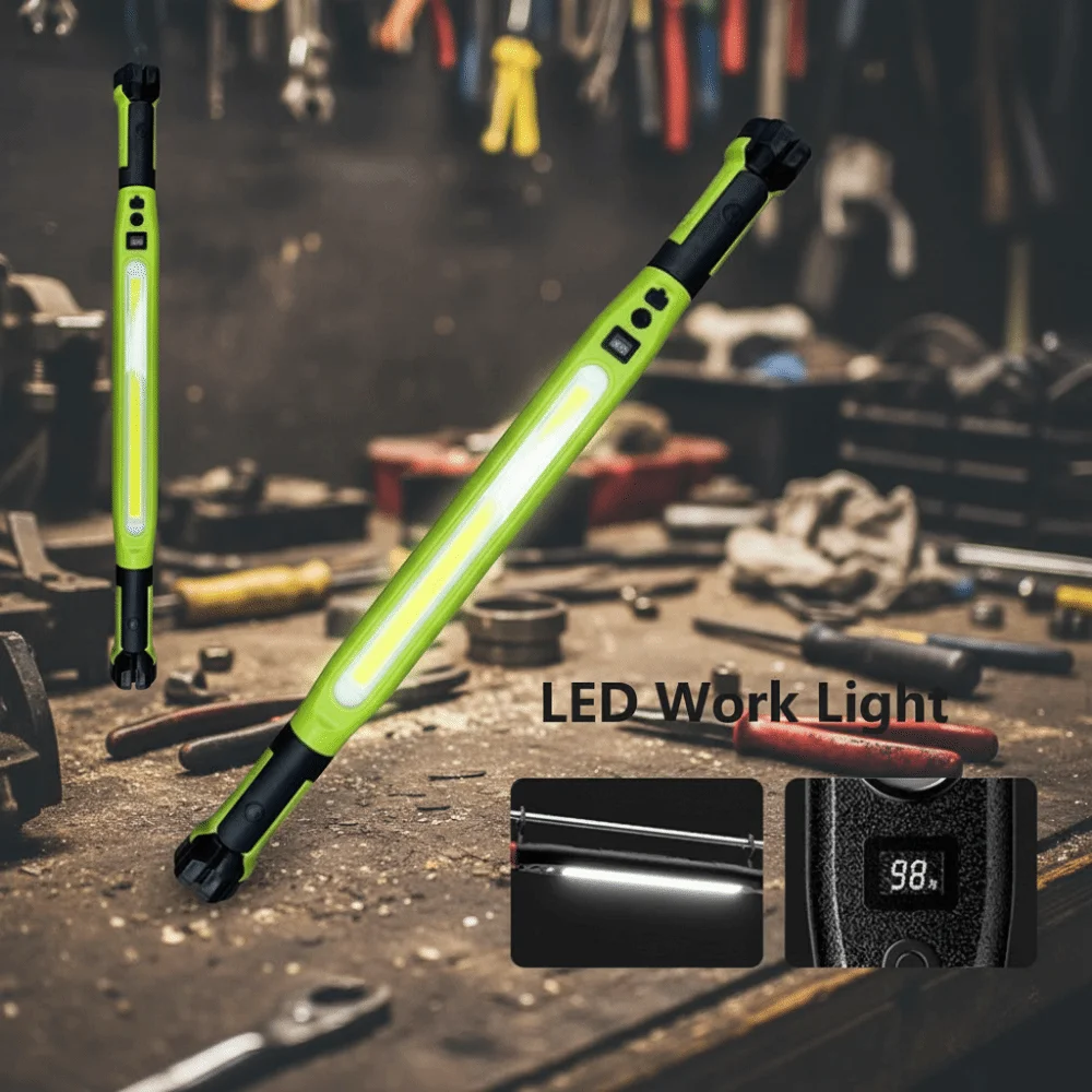 

Magnetic LED Work Light Rotating Base Cordless Design Emergency Repair Light With Hooks Rechargeable Flashlight Emergency Use