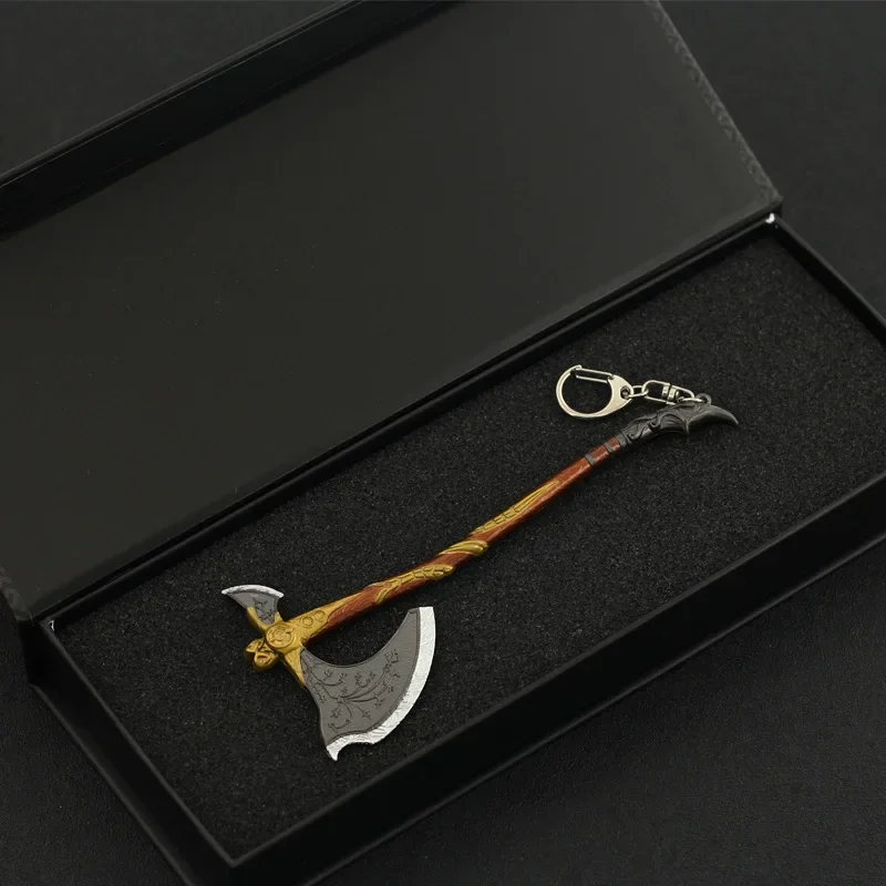 God of War Leviathan Axe Kratos Keychain Game Full-level Weapon Model Katana Metal Sword Samurai Toys for Boy Children Gifts