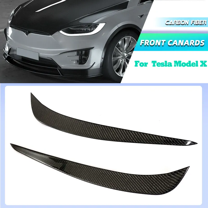 

Накладки-канарды из карбона на передний бампер для Tesla Model X 2016-2018, гоночные накладки на противотуманные фары, обвесы, спойлеры-клапаны