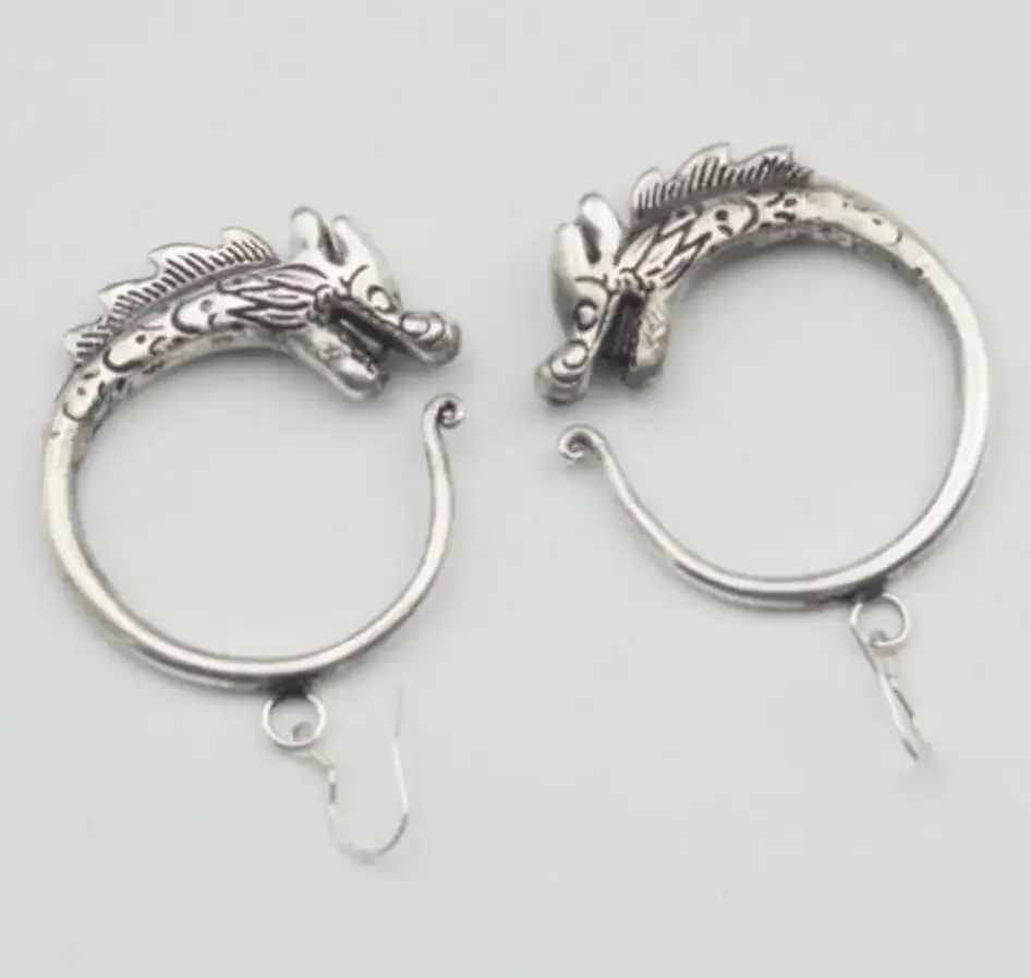 

Tribal Exotic Chinese Handmade Miao Silver Earring