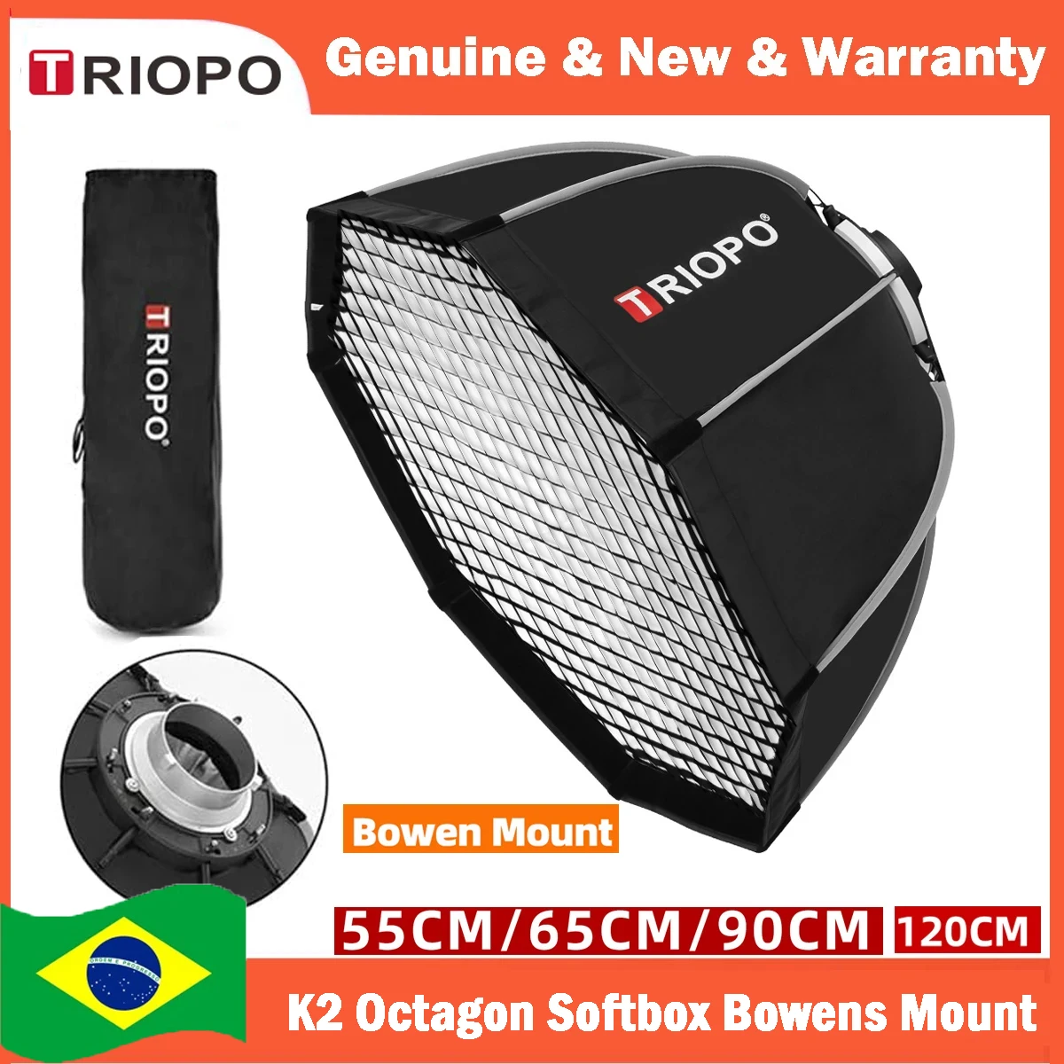 【do-brasil】triopo-55cm-65cm-90cm-120cm-foldable-octagon-softbox-bowens-mount-for-sokani-x100-colbor-cl60-godox-aputure-led-light