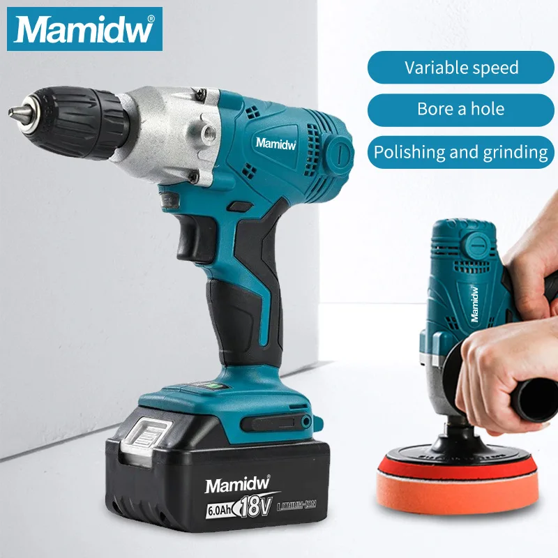 

Электрическая дрель Mamidw, беспроводная электрическая полировальная машина, многофункциональная автомобильная полировальная машина двойного назначения, отвертка для батареи Makita 18 В