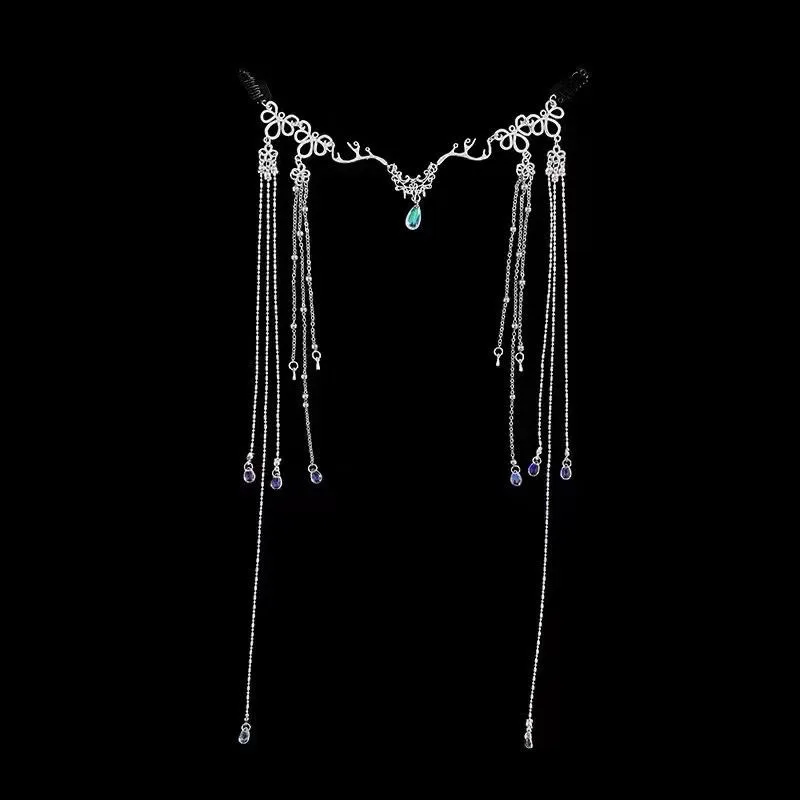 Mermaid Hair Ornament Rhinestone Tassel Eyebrow beads Pendant Princess Forehead Headwear for Women