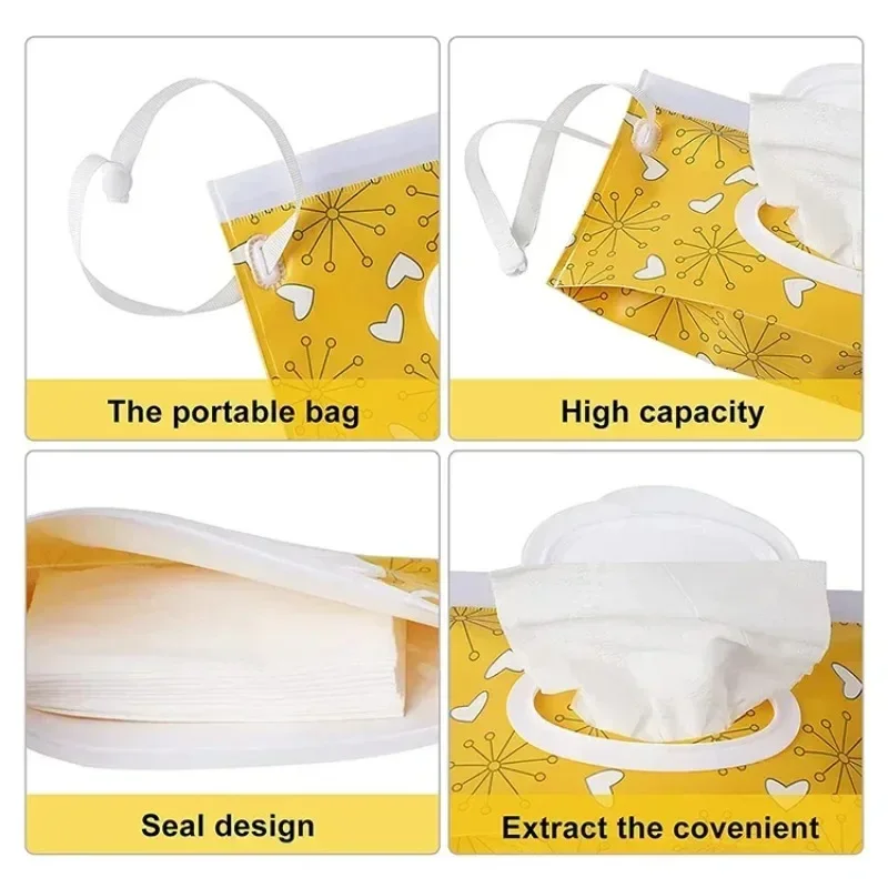 Etui na chusteczki nawilżane dla niemowląt EVA Flip Cover Tissue Box Cute Snap-Strap Refillable Wet Wipe Bag Portable Outdoor Useful Stroller Accessory — zdjęcie 6