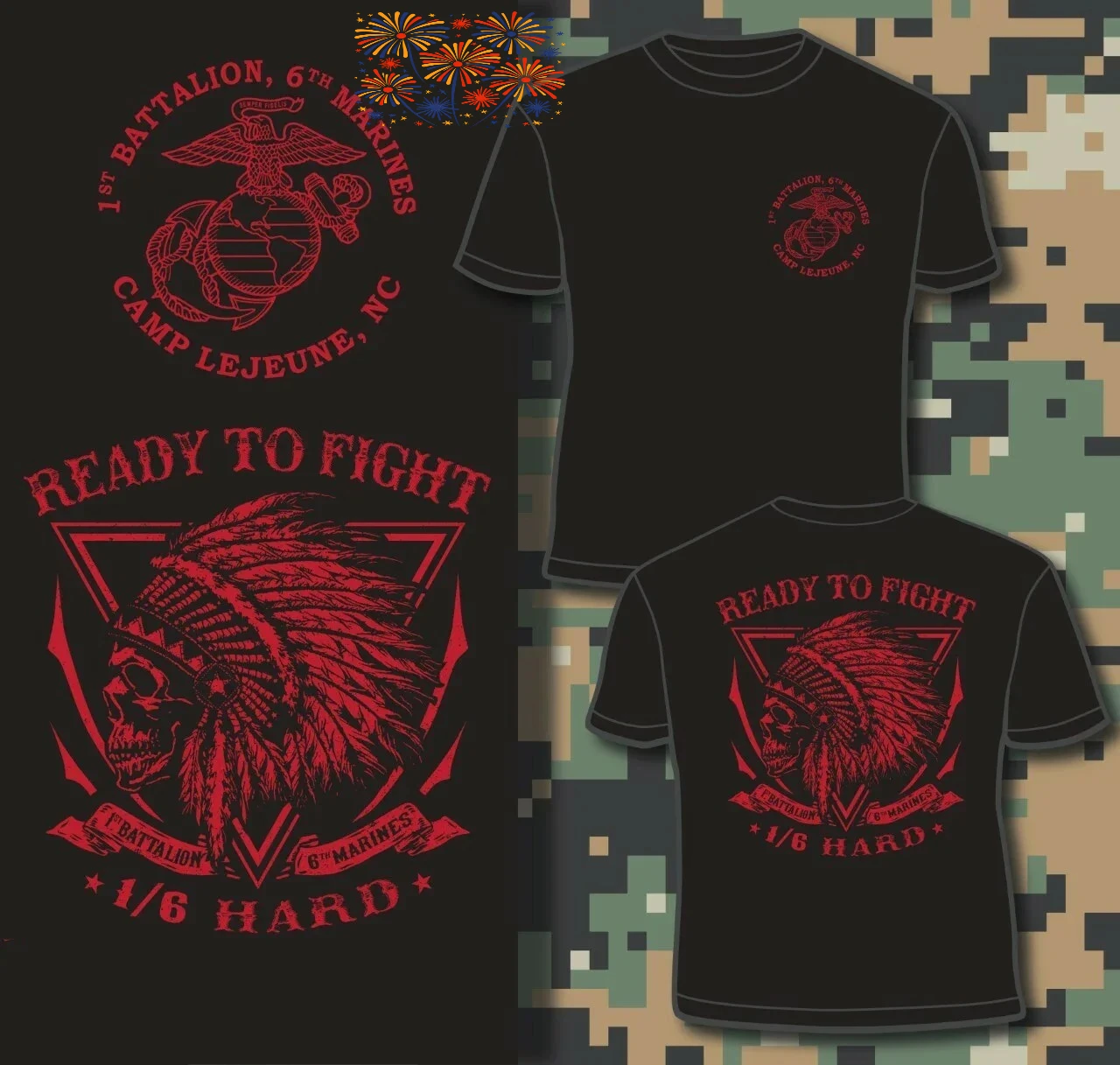 

Camp Lejeune, NC. USMC 1st Battalion, 6th Marines T-Shirt 100% Cotton O-Neck Short Sleeve Summer Casual Mens T-shirt Size S-3XL