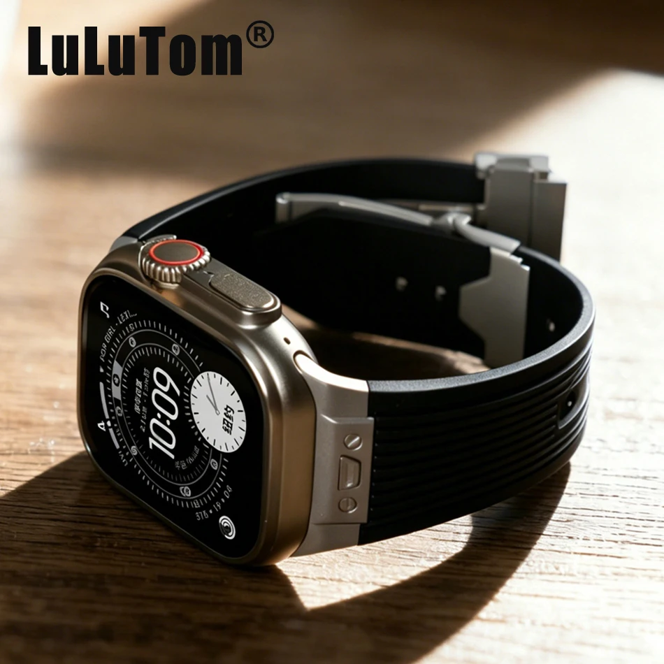 

Silicone Band for Apple Watch 11 10 9 8 7 6 5 4 3 2 1 SE Ultra Stainless steel Fold Clasp Strap Iwatch Series 42 44 45 46 49 mm