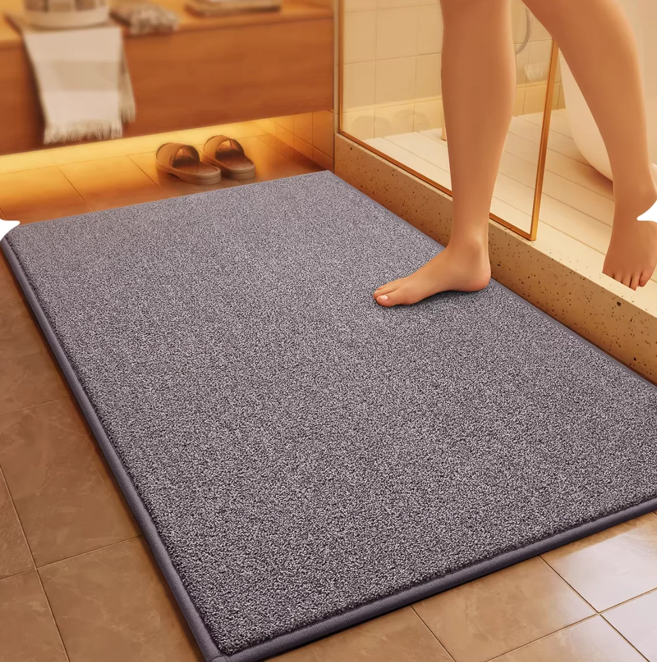 Bathroom Anti-slip Mat Water Absorbent Fast Drying Toilet Entrance Foot Mat Long Plush Home Hotel Pet Friendly Machine Washable