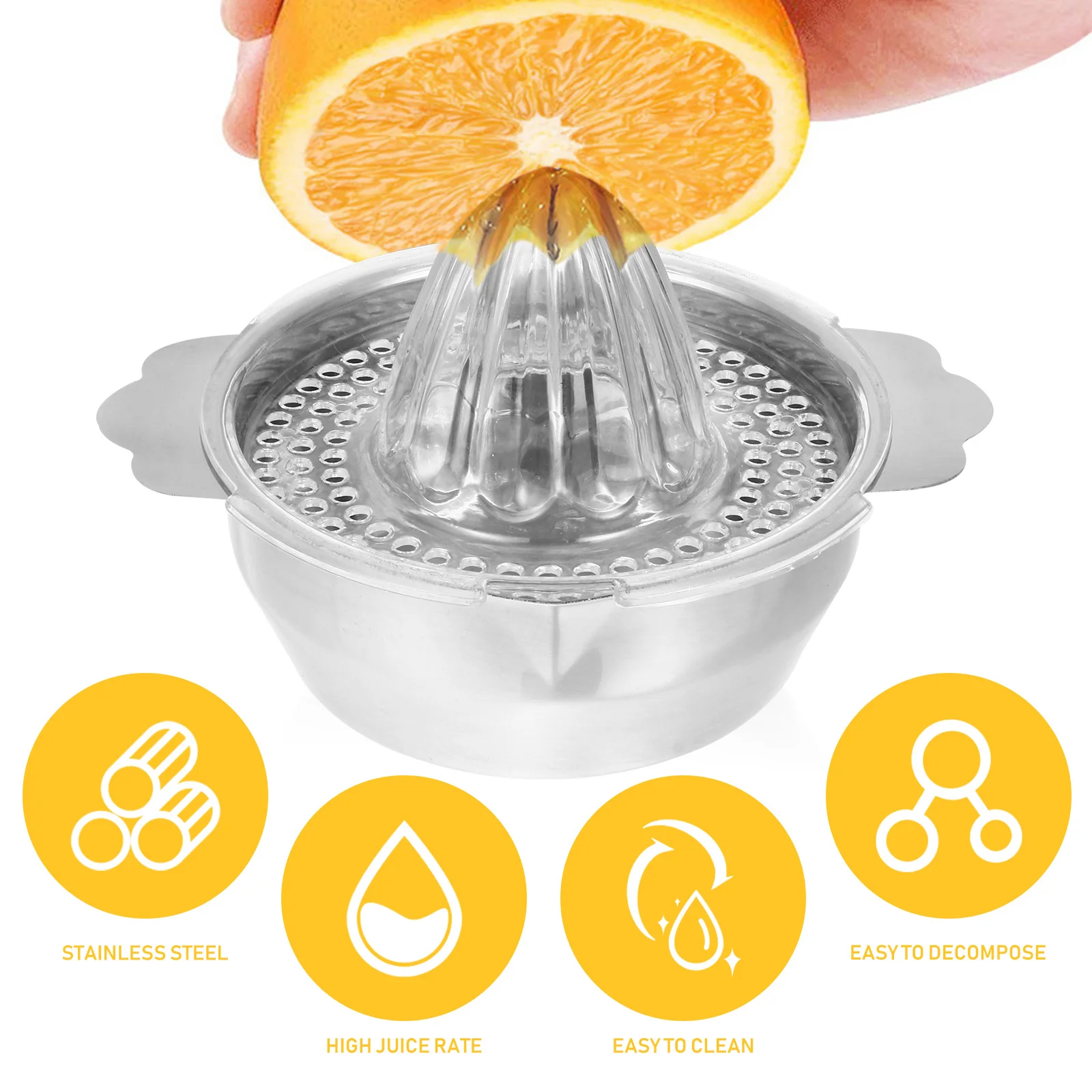 

1Pcs Portable Stainless Steel Manual Orange Juicer Reliable Hand Squeezer Fruit Juicer for Camping Picnic Home