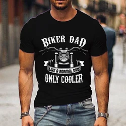 Vintage Motorcycle Print Men's T Shirt Biker Dad Only Cooler Graphic Oversized Tshirts for Men Harajuku Fashion Father Tees Tops