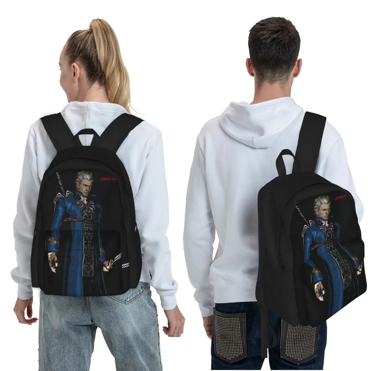 Vergil From The Devil May Cry Series Student Backpack School Bag  Daypack for Men Women Fashion Bookbag Shoulder Bags