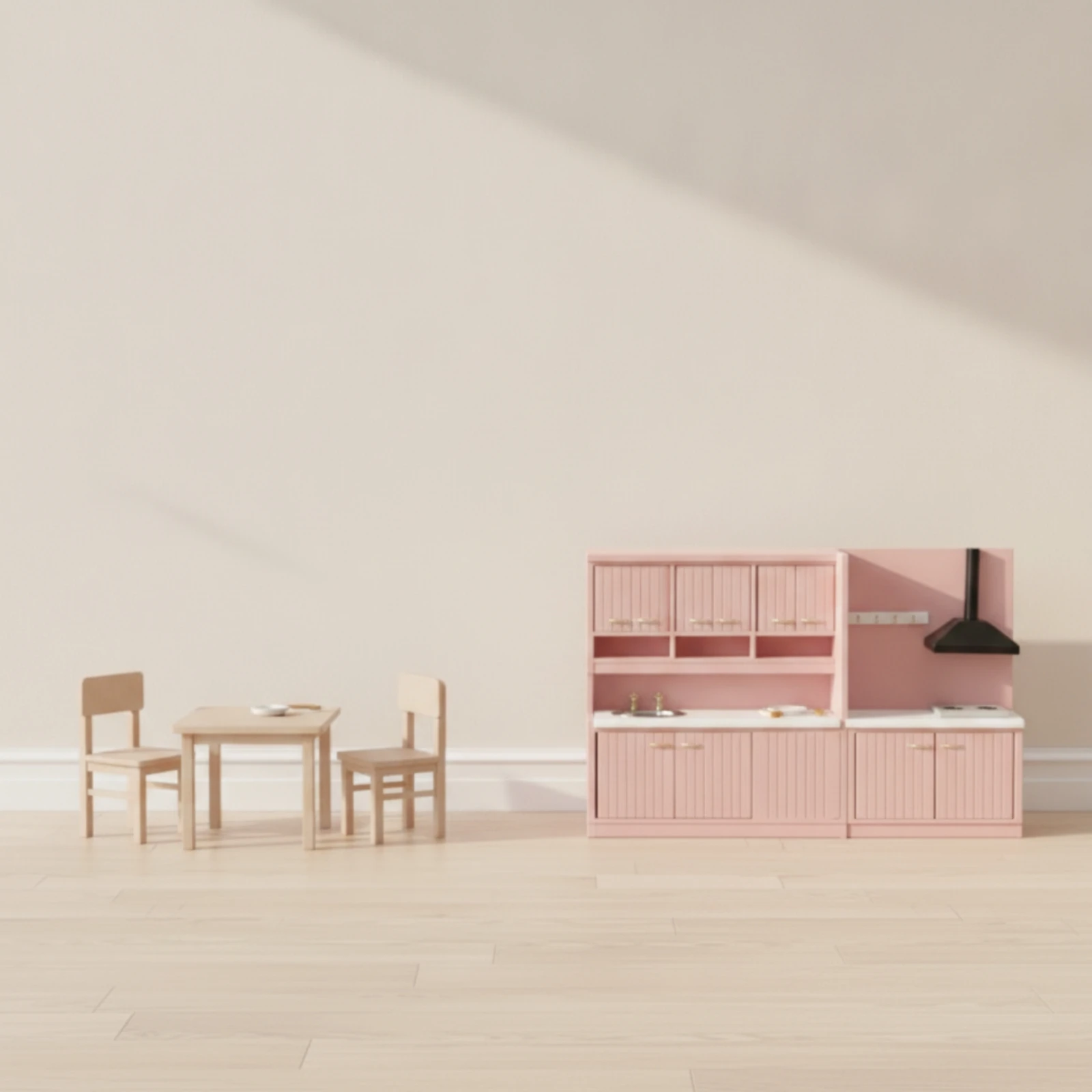 2 Pieces Dollhouse Kitchen Furniture Set Modular Dollhouse Kitchen Set with Sink Detailed Sturdy for Collectors