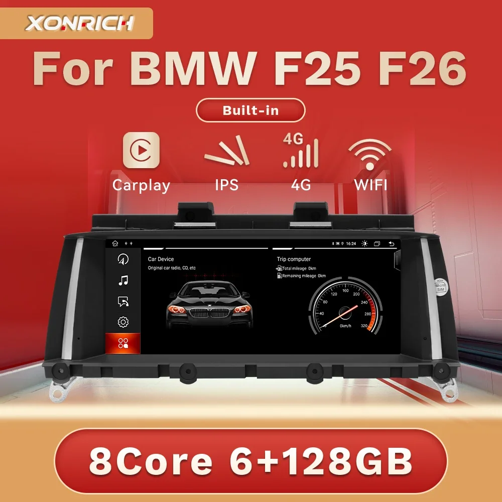 Carplay 6GB 128GB Android 12 Car Autoradio For BMW X3 F25 X4 F26 CIC NBT Navigation 8.8