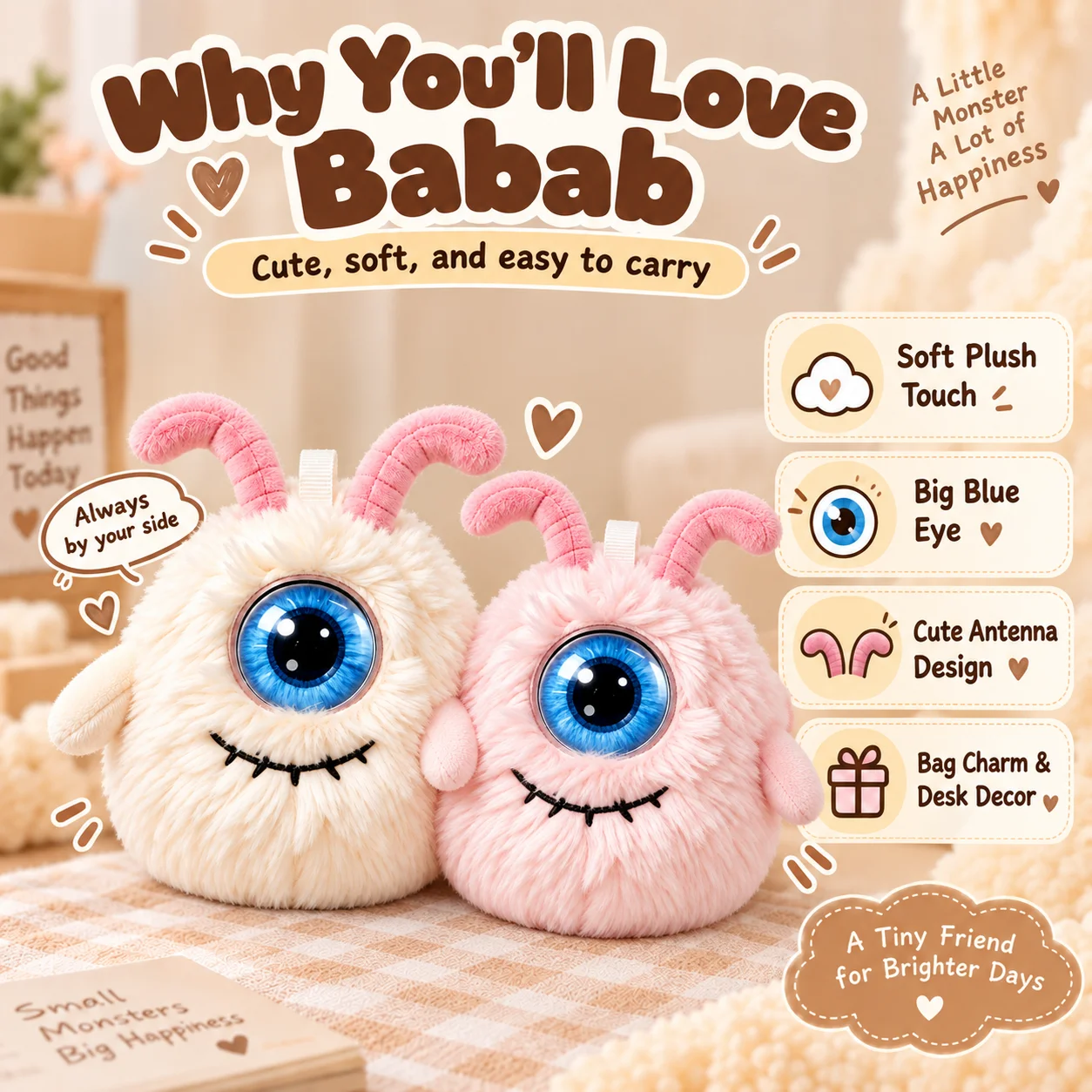 Tuya Smart AI Plush Robot Eyes & Voice Control, Interactive Smart Toy USB Rechargeable Companion for Kids Gifts/Smart Home