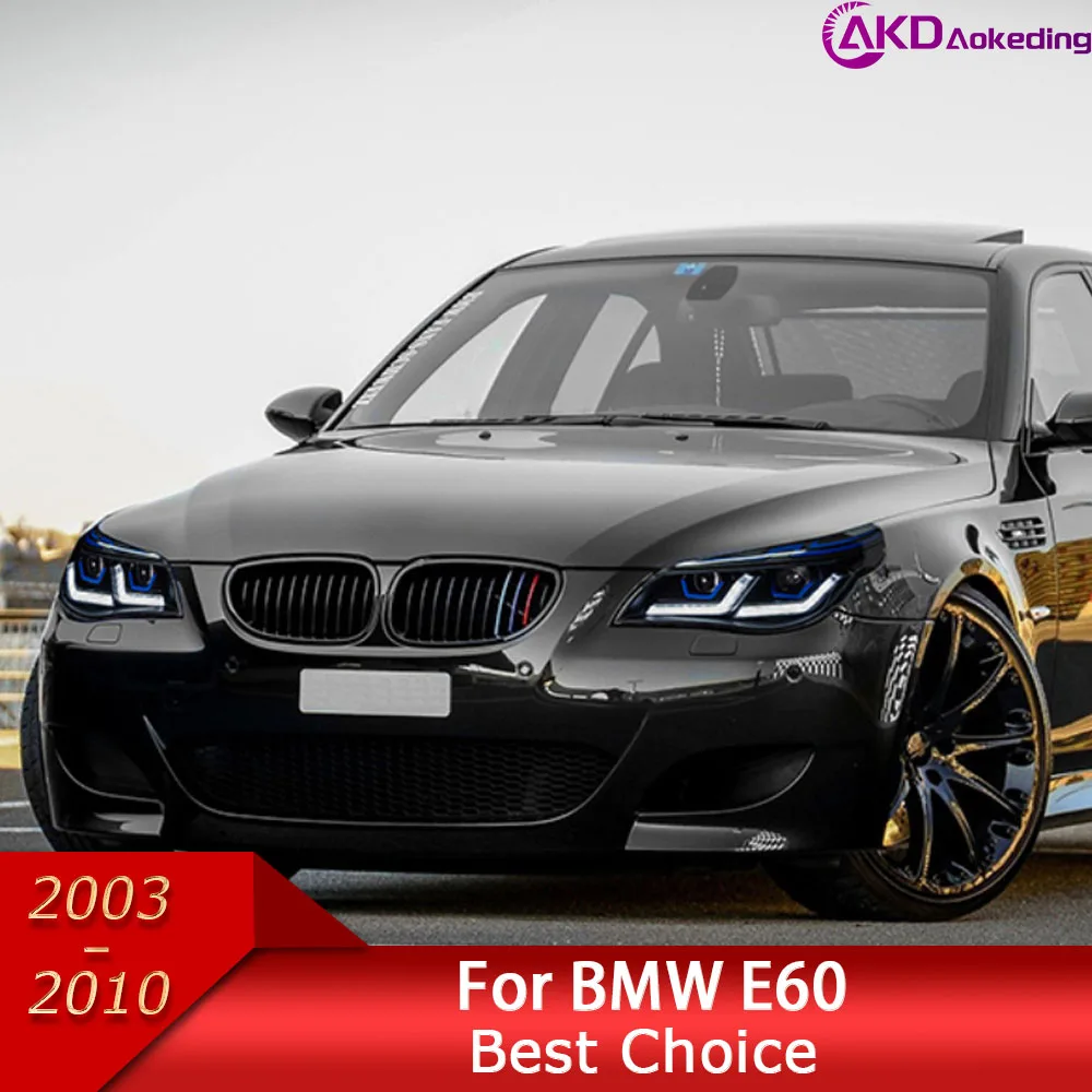 Car Headlights for BMW E60 2003-2010 5 Series 520i 525i 530i LED Auto Headlight Assembly Upgrade Double L Design Accessories