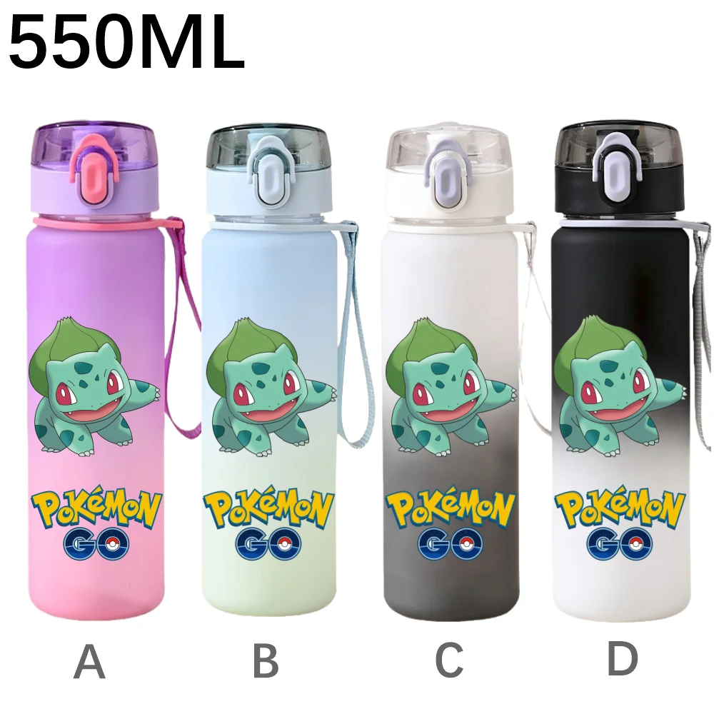 550ML Pokemon Pikachu Charizard Venusaur Cartoon Sportwasserflasche Umweltfreundlicher Kunststoff-Wasserbecher Fitness-Trinkflasche
