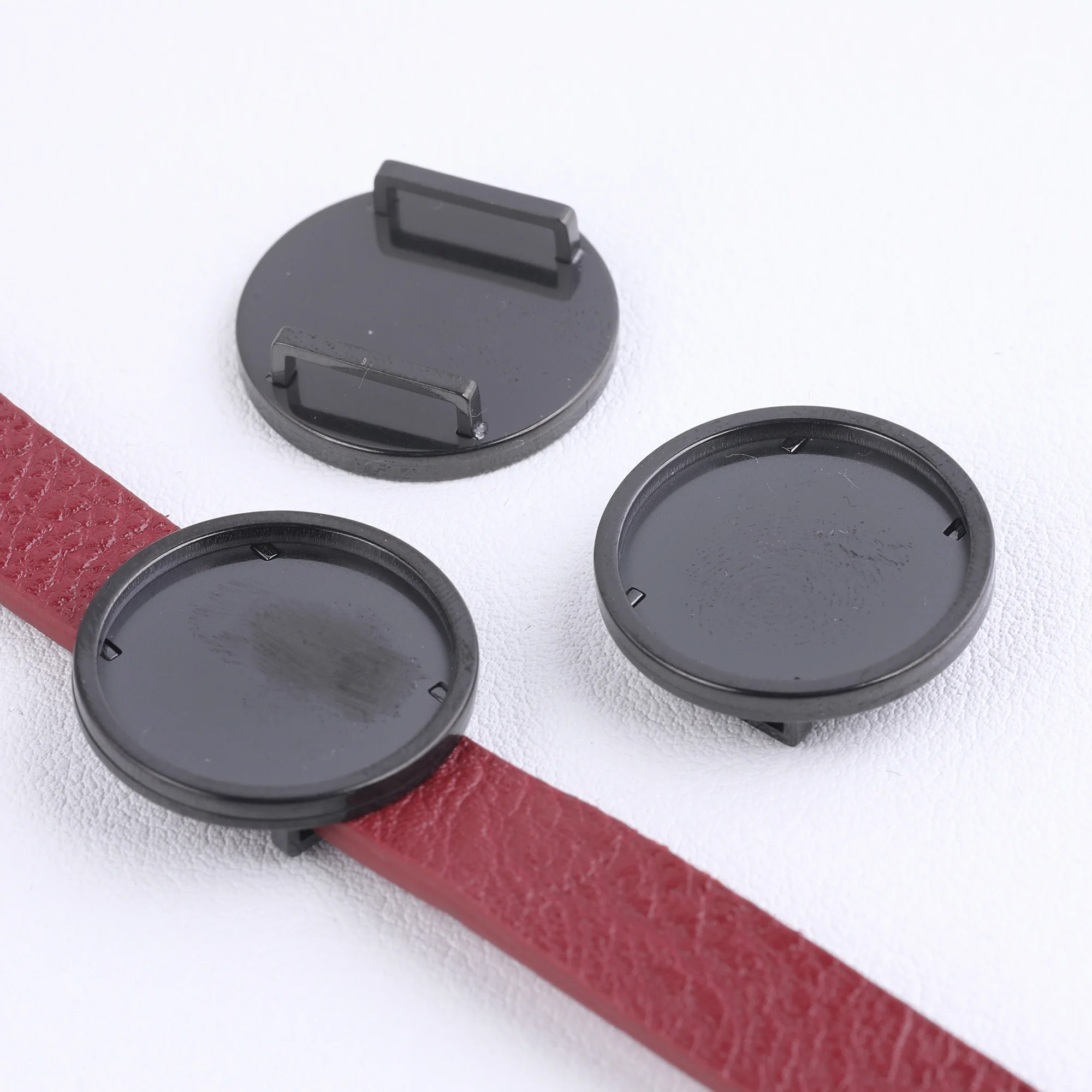 

5pcs Stainless Steel Black Cabochon Slider Base Setting Trays 20mm Dia Leather Bracelet Bezel Blanks Diy Accessories