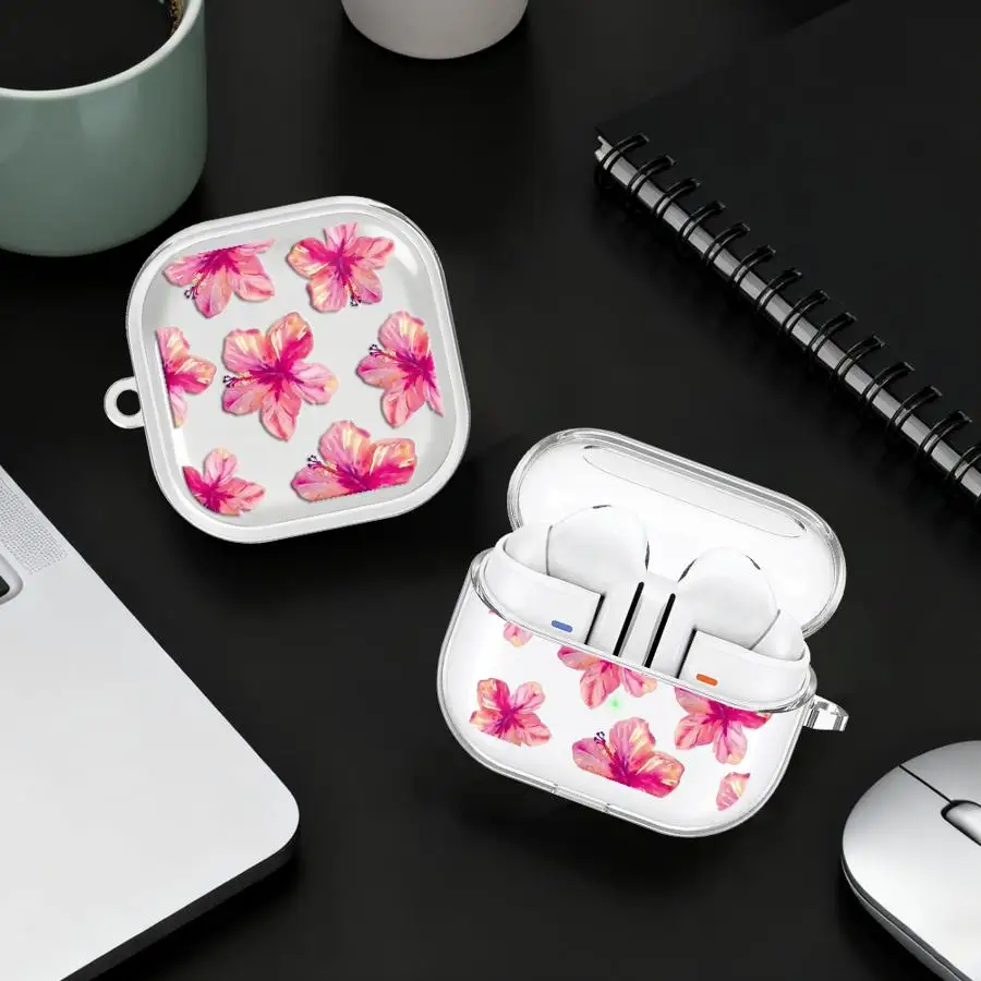 

Case For Samsung Galaxy Buds 3 FE 4 Pro 2 Live 2Pro 4Pro 3Pro Clear Earphone Cases Cover With Hook Glamorous Floral Pattern