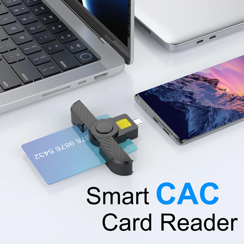 CAC Card Reader ATM Card Visa Reader Portable USB Card Reader Type-C ID for SIM Chip ID Card for Government ID ActivClient AKO