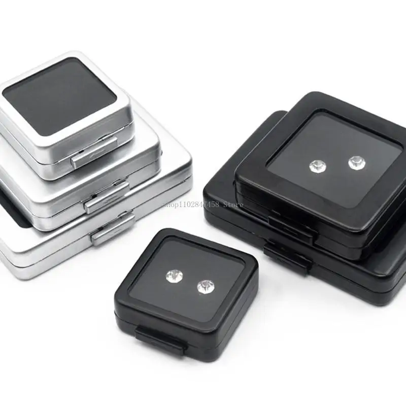 

Bare Stone Box Diamond Display Package Box Silver Black Case With Foam Pad