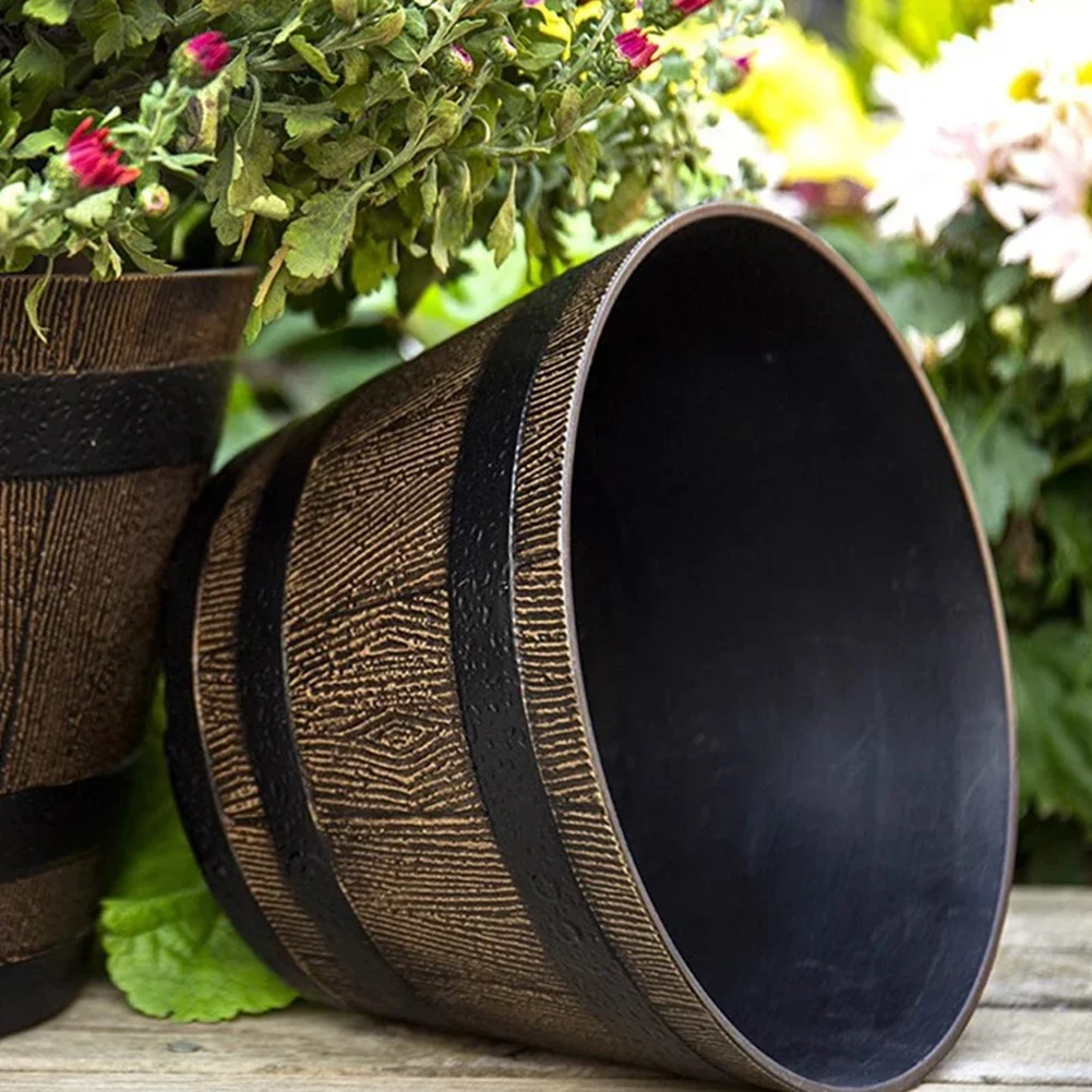 Garden Whiskey Bucket Resin Pot for Succulents Herbs and Ferns Designed for Indoor Living Room Balcony and Outdoor Spaces