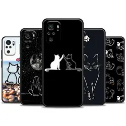 Funny Cute Cat Line Art Phone Case For Xiaomi Redmi Note 11 10 9 8 Pro 9S 8A 10S 11S Soft Cover For Redmi Note 8Pro 10Pro Fundas