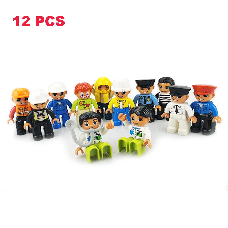 Play House Doll Model Big Building Blocks Accessory Family Worker Police Doctor Princess Toys For Children Multiple Figures Sets