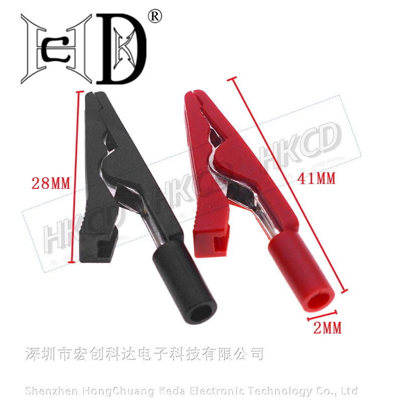 2pcs 2mm Brass 5 Colors Insulated Mini Test Alligator Clip With 2mm female Banana Jack red black green blue yellow