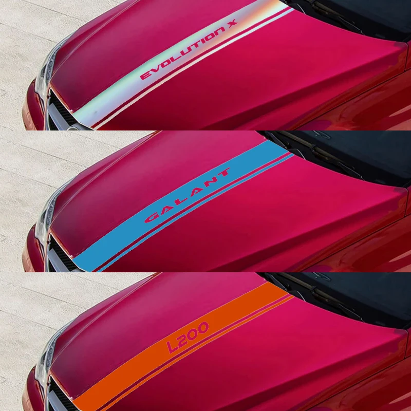 130x12cm Car Engine Bonnet Vinyl Sticker for Mitsubishi ASX PAJERO RALLIART GALANT COMPETITION OUTLANDER Strip Decal Accessories