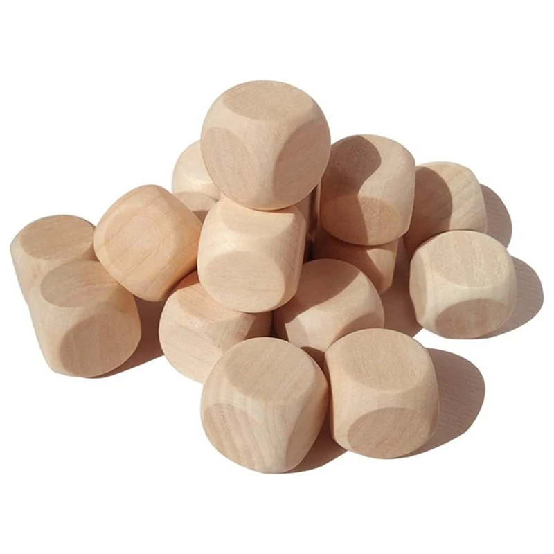 Blank Wooden Dice Unfinished Square Blocks 6 Sided With Rounded Corners For DIY Craft Projects