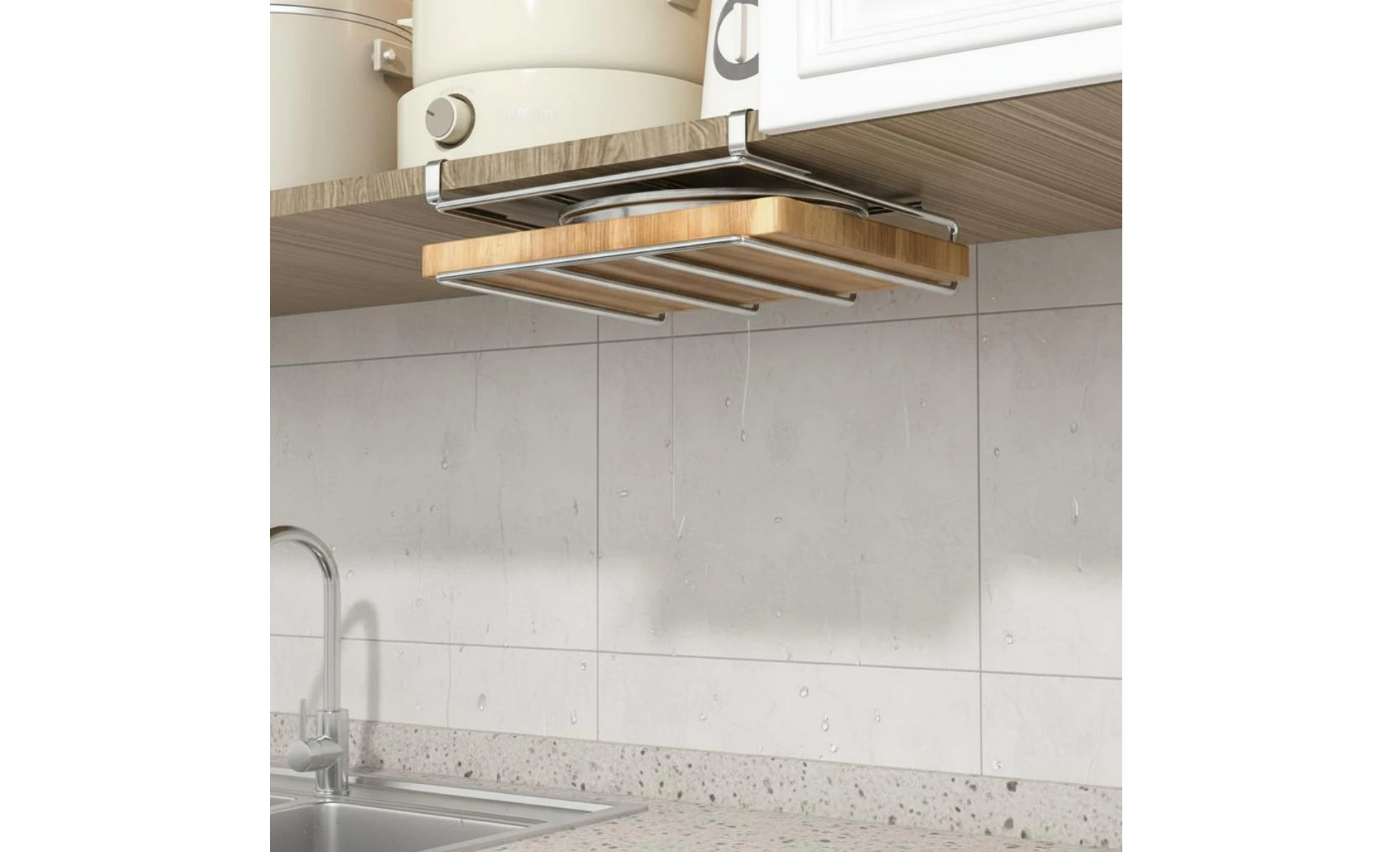 Under Cabinet Storage Rack Multifunctional Slide-Hook-on Organizer Hanging Cabinet Holder Installation-No Installation Required Under Cabinet Storage Rack Multifunctional Slide-Hook-on Organizer Hanging Cabinet Holder Installation-No Installation Required