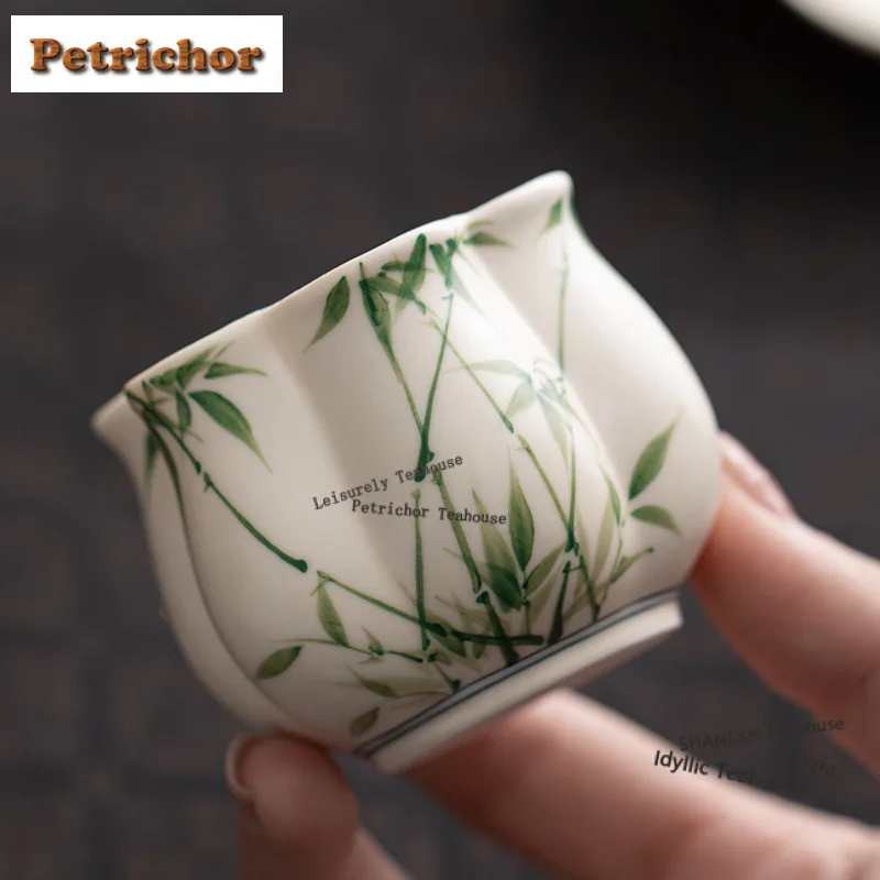 

90 мл ручная роспись бамбуковая чашка с лепестками теней, чайная чаша ручной работы, набор чашек, чашка для медитации, чаша Chazhan Master Cups Cha