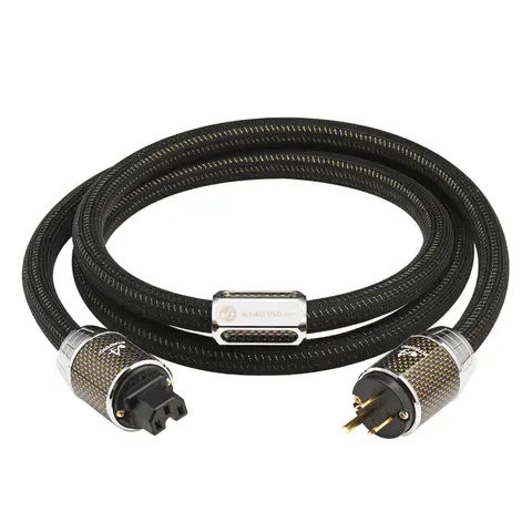 ATAUDIO Power Cable HiFi OCC Gold-plated Audio Cable with Hi-end EU/US/AU Shielded Carbon Fiber Shell Plug for Filter Amplifier