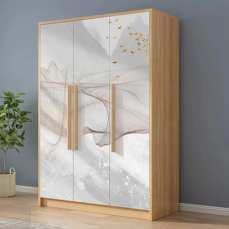 Wholesale Price Small Complete Classic Light Luxury Cheap Simple Designs Four-door Bedroom Furniture Wardrobe Closet with Drawer