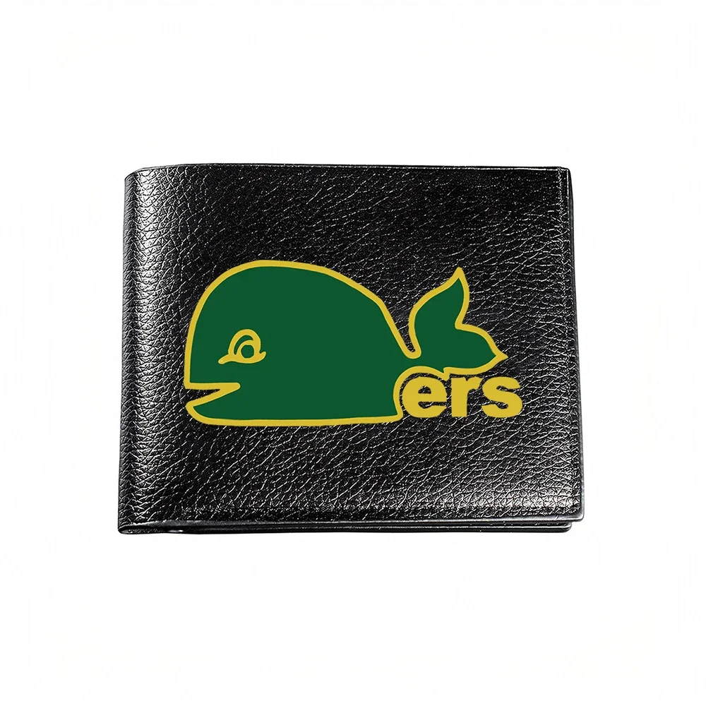 Green Whale With Yellow Outline And Ers Text Fashion Men Wallet Card Holder Casual Business Style