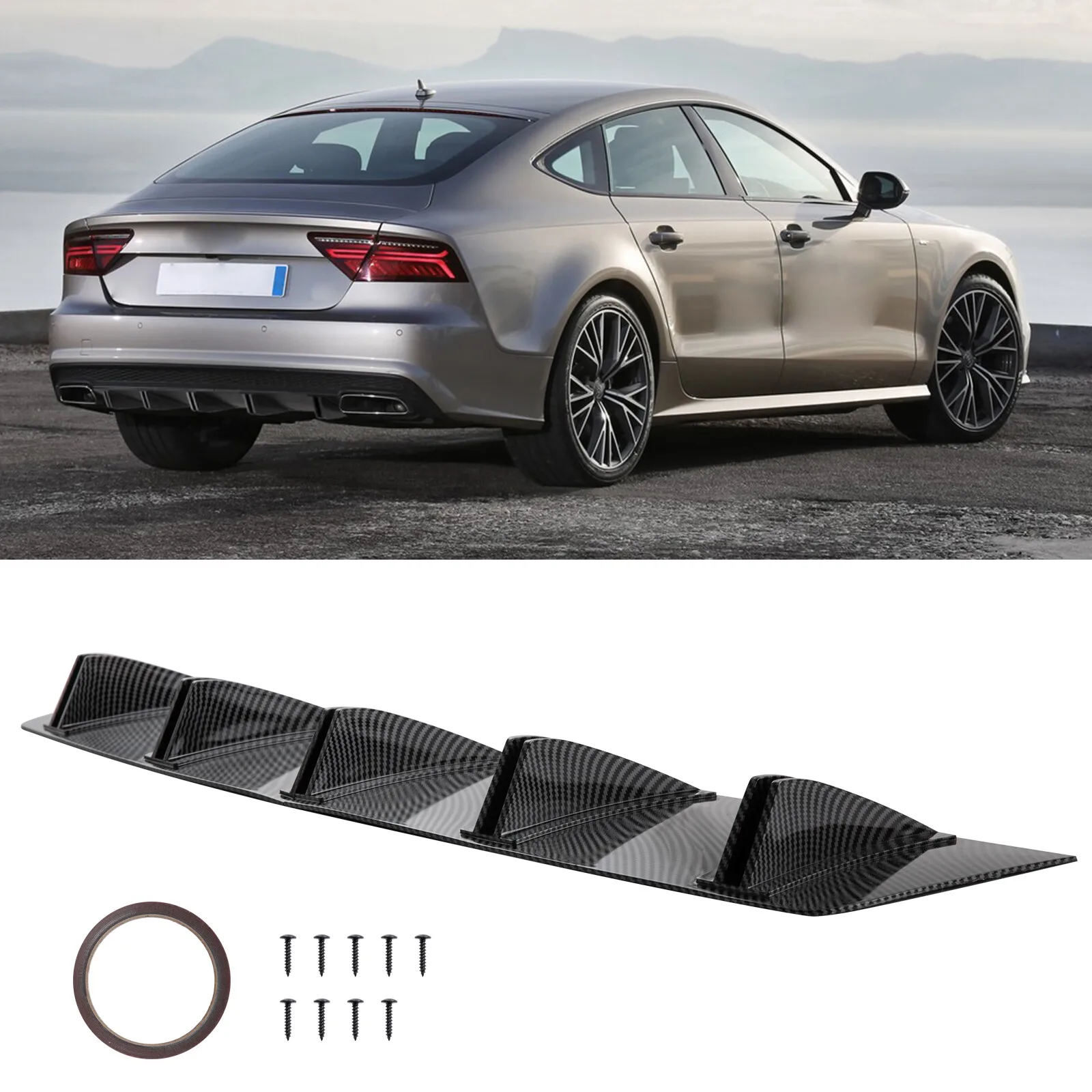

Углеродный задний бампер, диффузор, спойлер, сплиттер, крыло для Audi A7 2017, Quattro