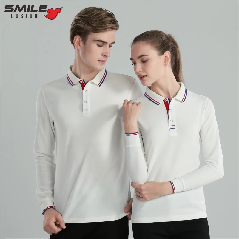 Winter Casual Men And Women Long Sleeve Polo Custom Logo Fashion Lapel Top Embroidery Company Business Shirt Design Print Brand